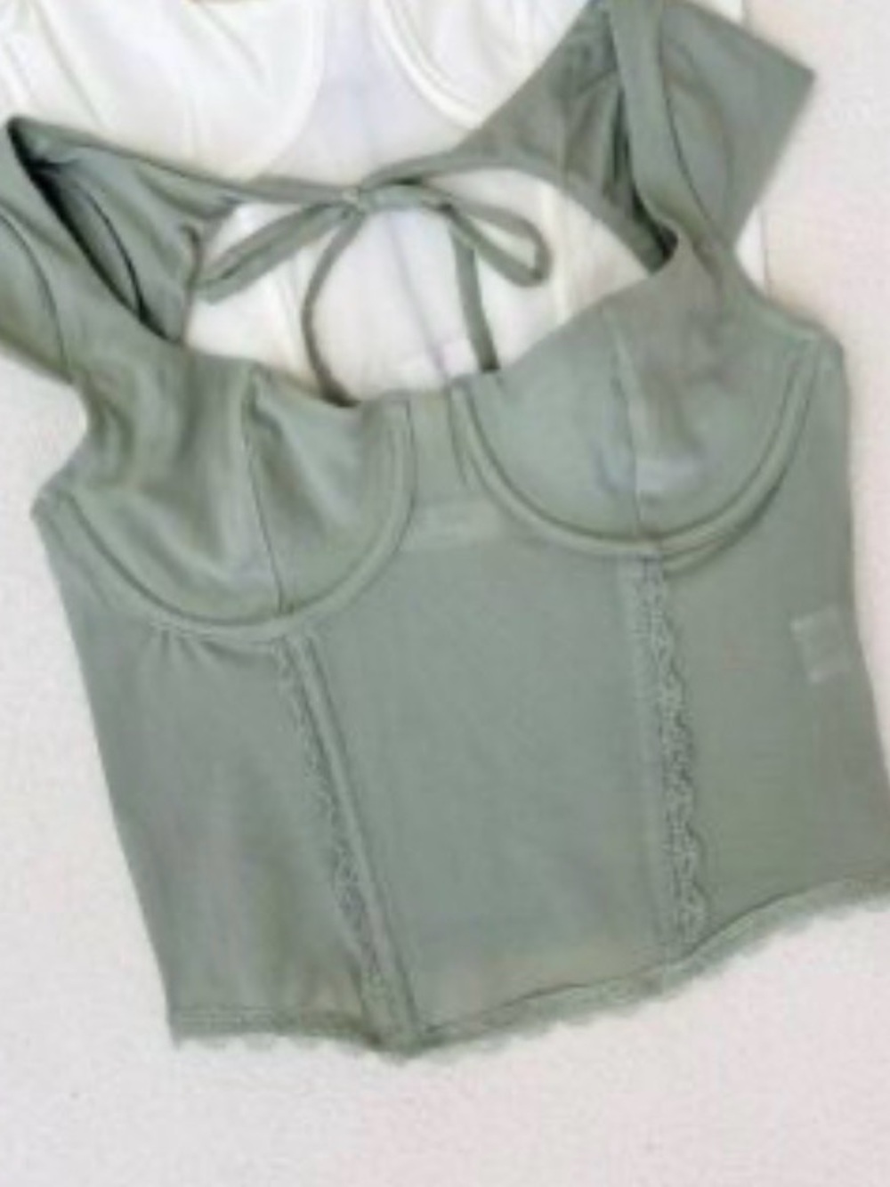 Garage Sage Green Corset Crop Top Size Medium